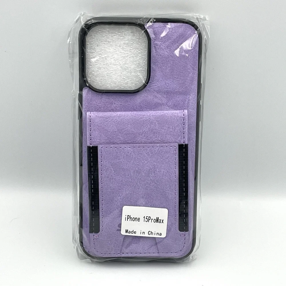 iPhone 15 Pro Max Purple Wallet Case Card‎ Holder Protective Cover New